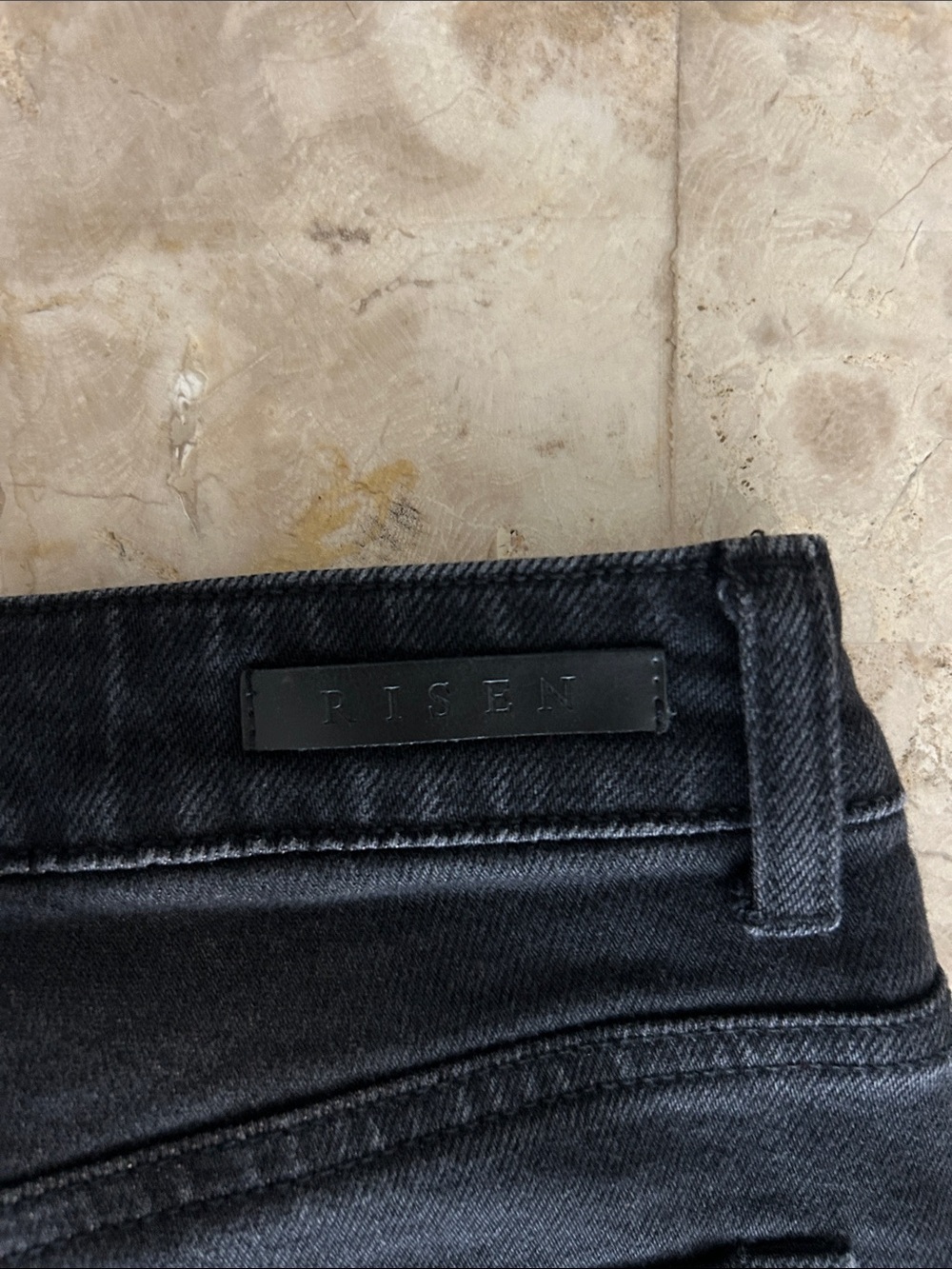 Risen Los Angeles Black High Rise Flare Raw Hem Jeans slit bottom legs Size 7/28 - Picture 8 of 12